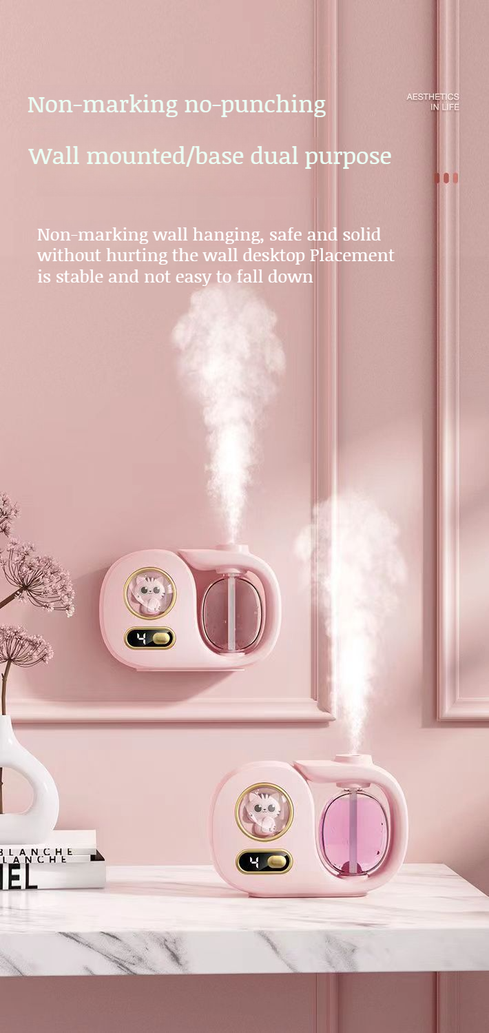 Humidifier emitting mist and fragrance in open space