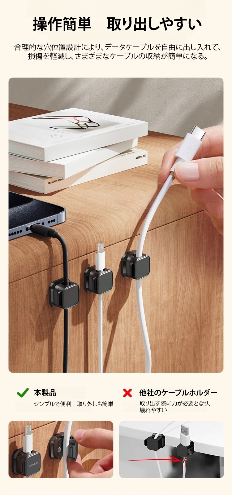 イヤホンコードを収納するケーブルホルダー