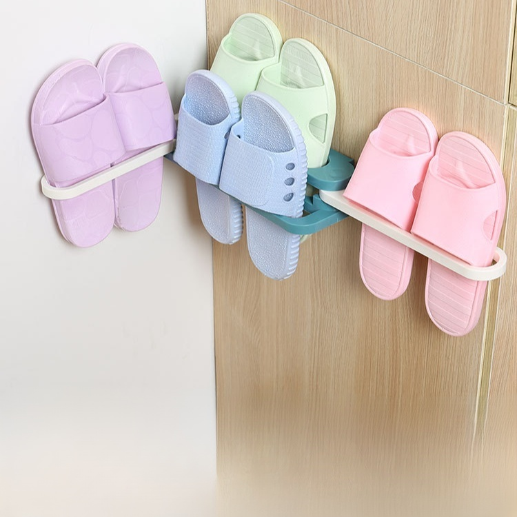 可折疊免打孔拖鞋架