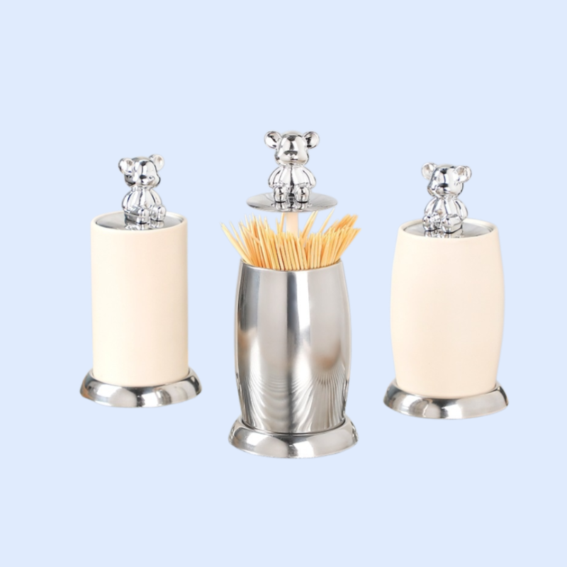 クマ型ステンレス製つまようじケース