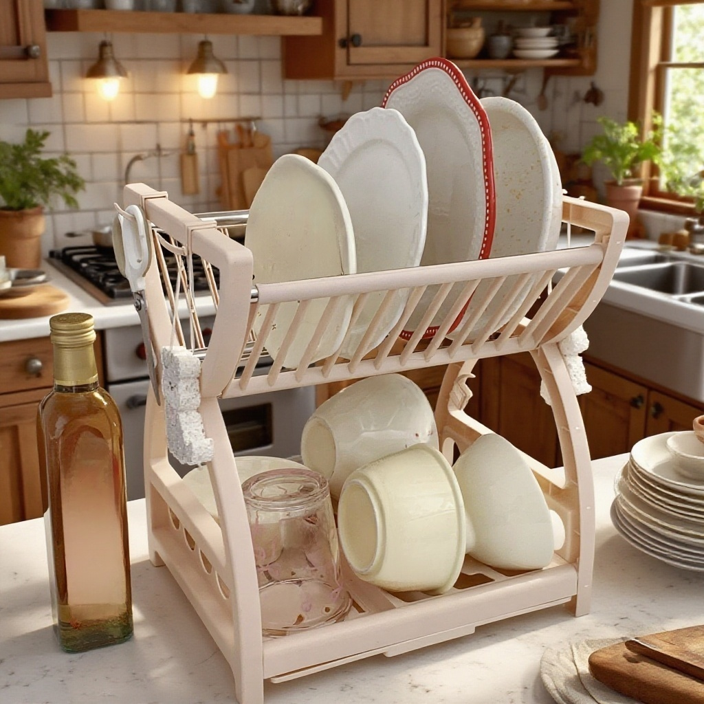 주방 다기능 이중 그릇 수납 아스팔트 선반