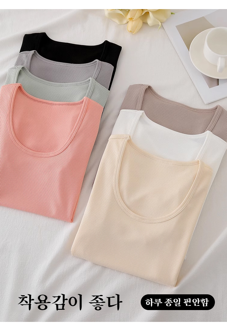 여성용 라운드 반팔 상의