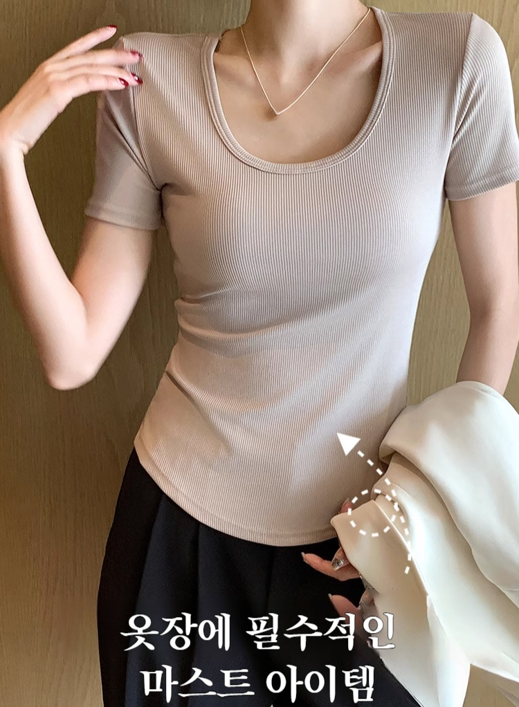 여성 여름 아웃핏 슬림 라운드 티셔츠 봄 핫피스 레깅스 몰드 상의 정견 반팔 티셔츠 여름 여자 아웃핏 상의