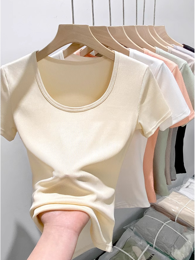 여성 여름 아웃핏 슬림 라운드 티셔츠 봄 핫피스 레깅스 몰드 상의 정견 반팔 티셔츠 여름 여자 아웃핏 상의
