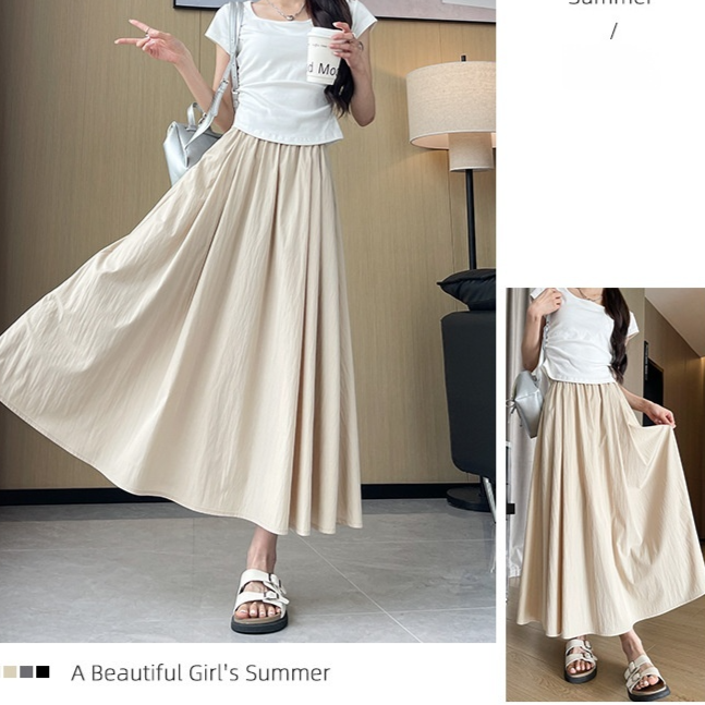 여성스러운 우산 스커트 착용 이미지