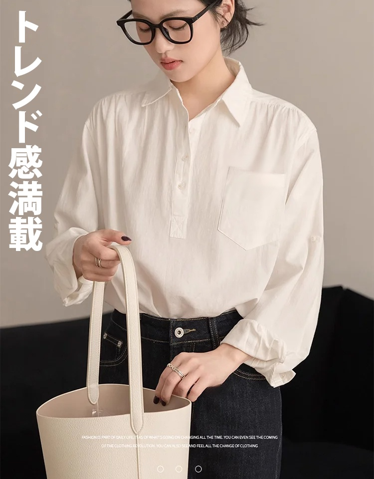 飛鳥刺繍入りゆったり着痩せシャツ