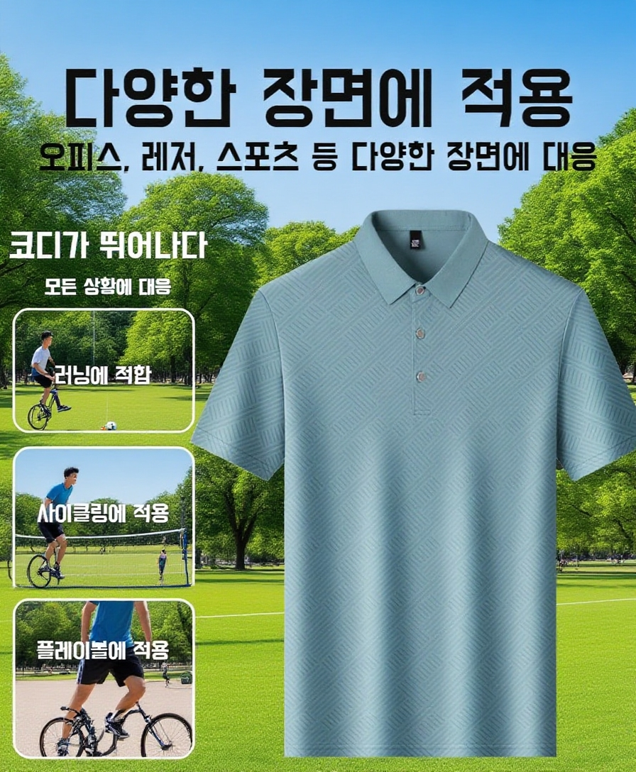 중장년 남성용 반팔 티셔츠 컬러 옵션