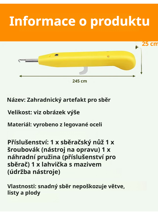 Praktická pomůcka pro sklizeň ovoce na zahradě