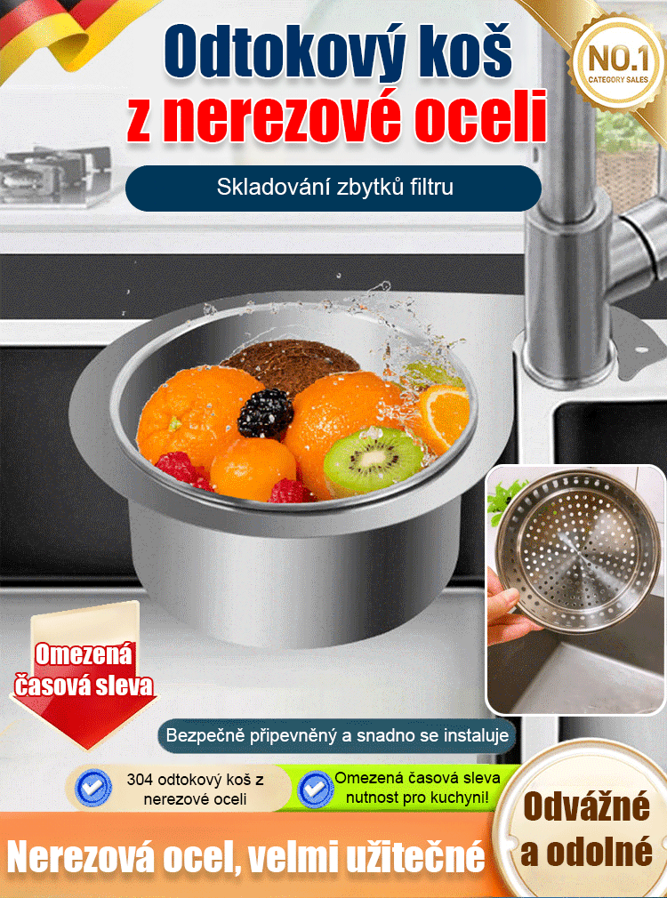 304 odtokový koš z nerezové oceli