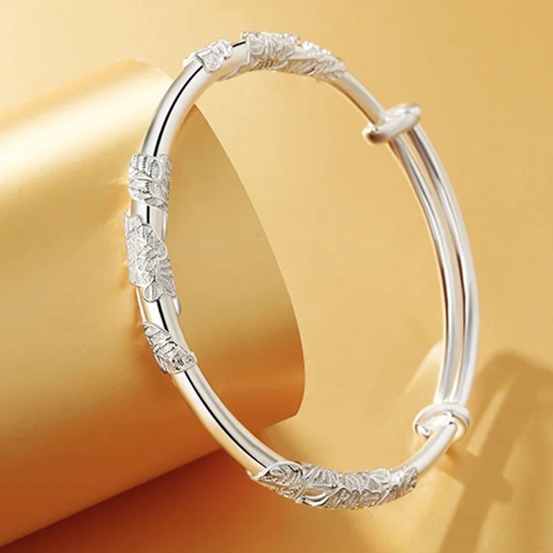 高級花柄シルバーブレスレット