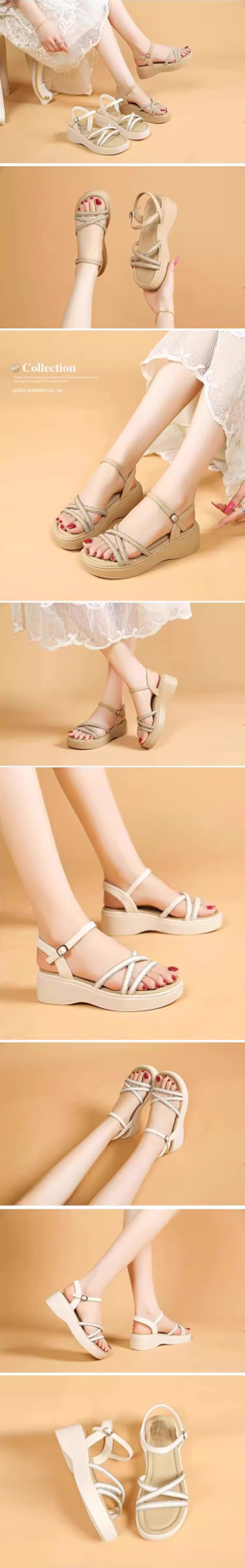 カジュアルコーデに合わせた厚底サンダル