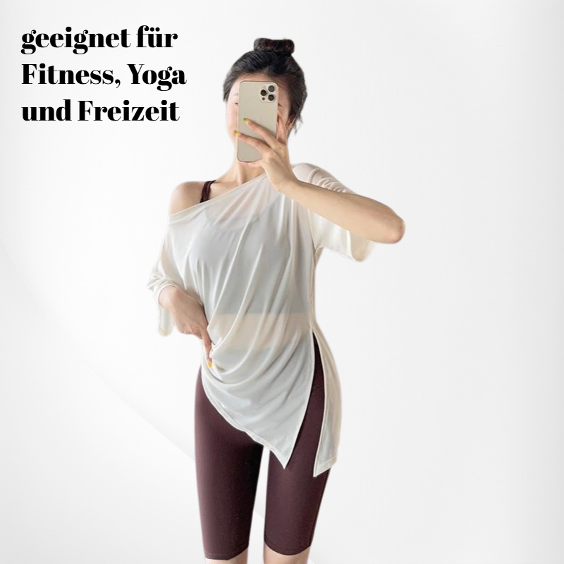  Damen Yoga Bluse Kurzarm und Baggy Sporthose Set