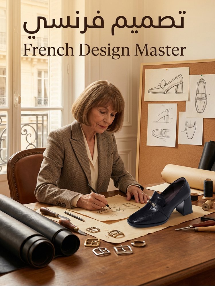 【نفس موديل المول】 حذاء نسائي بكعب عالٍ 6 سم من الجلد الناعم بمقدمة مربعة