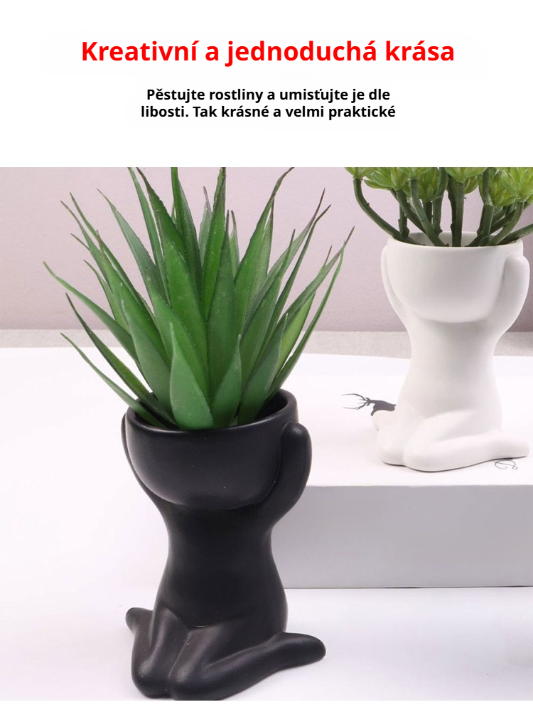 Designový květináč ve tvaru postavy jako dárek