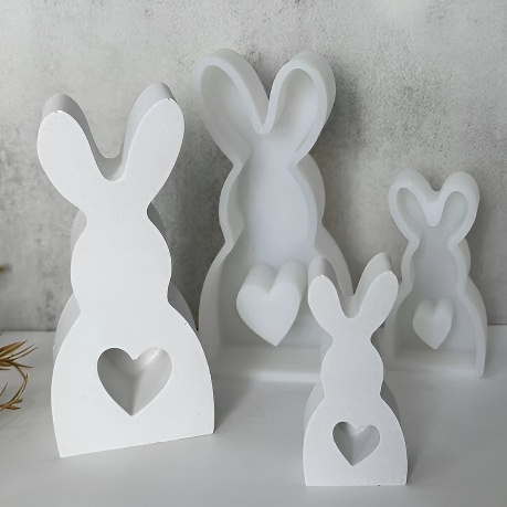 愛心兔子香氛蠟燭矽膠模具