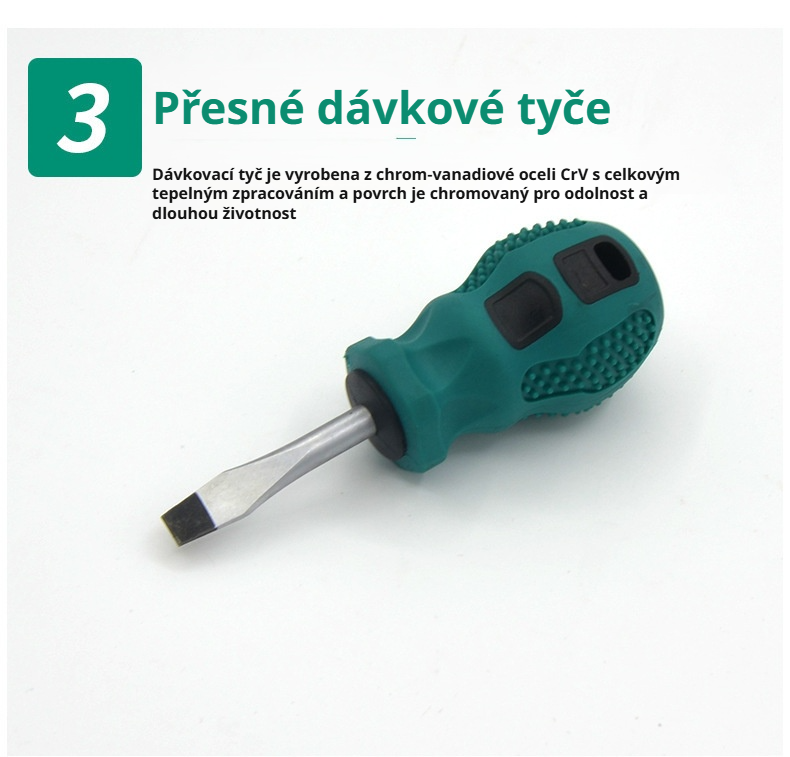 Šroubovák s krátkou rukojetí, snadno rozebíratelný, velmi odolný a přesný
