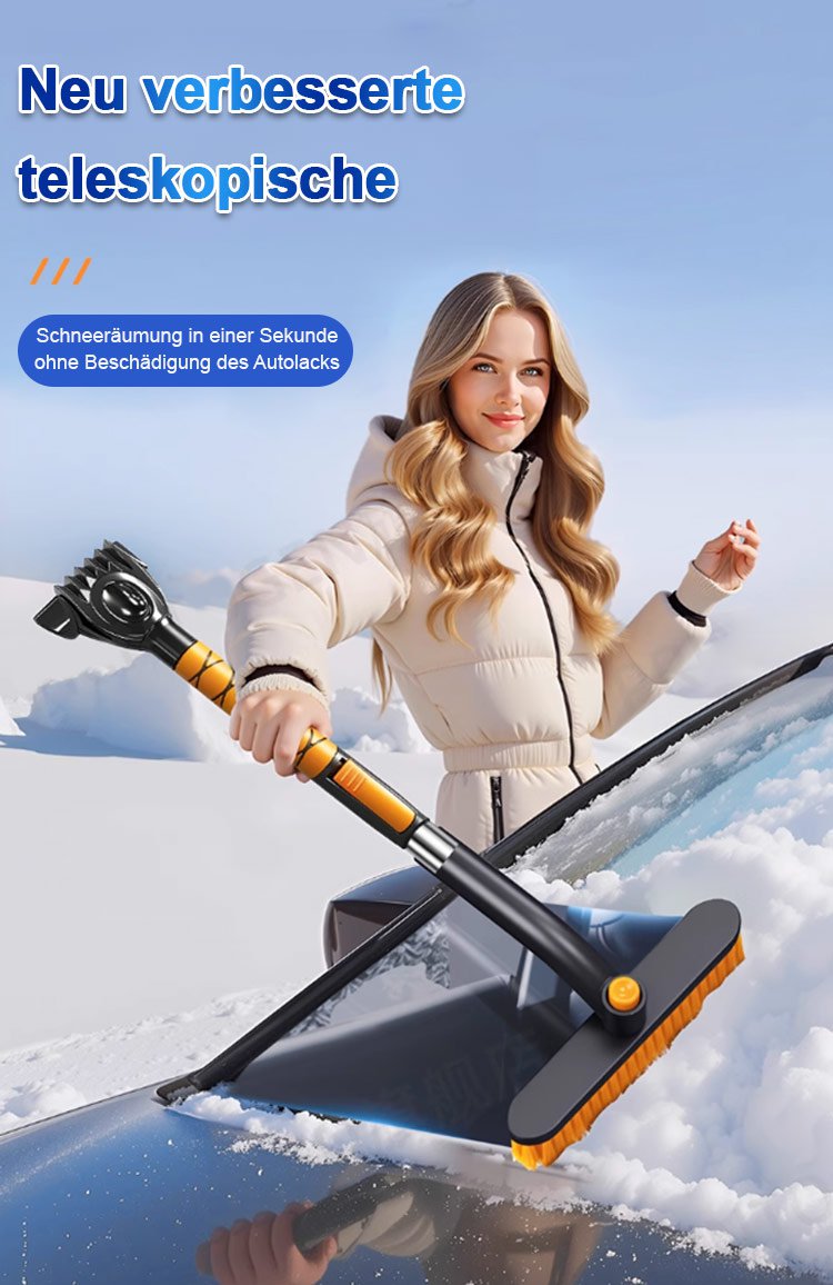 Multifunktionale Schneeschaufel mit ausziehbarem Griff