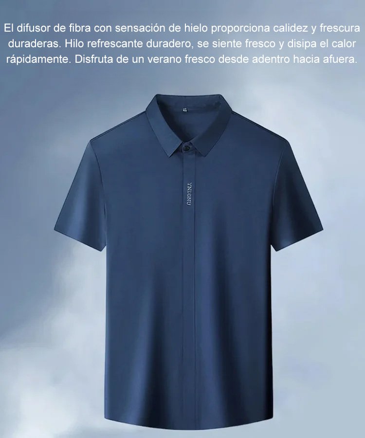 Camisa de manga corta de seda de hielo de alta calidad para hombres