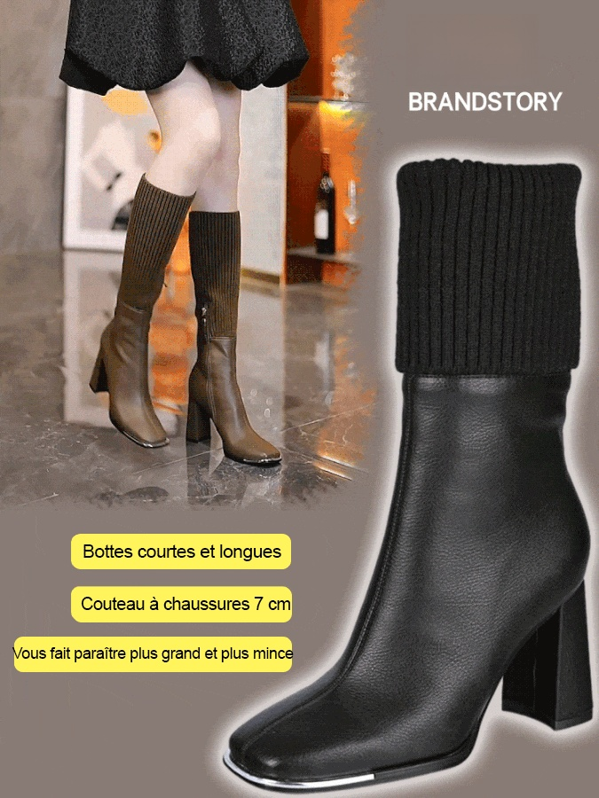 Bottes de chaussettes à deux vêtements extensibles de style britannique pour femmes