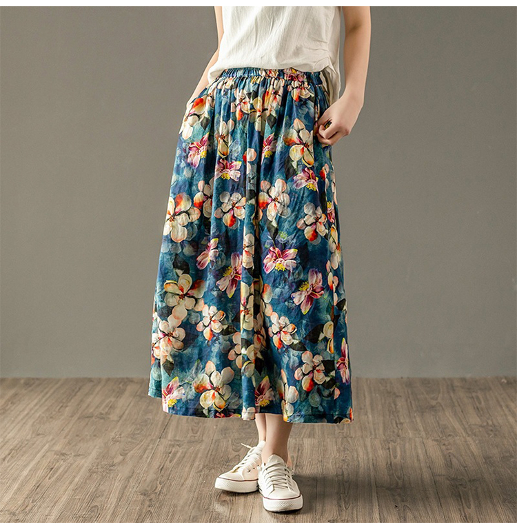 ウエストゴムで楽ちんな綿麻スカンツ