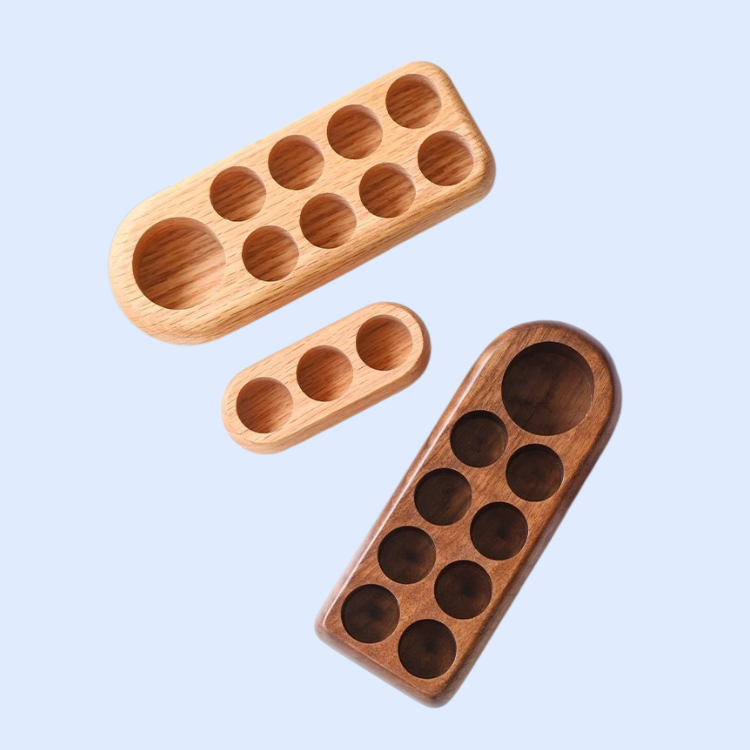 3穴 9穴 レッドオーク 口紅 エッセンシャルオイル 収納ボックス 無垢材フレーム 美容サロン アロマセラピスト エッセンシャルオイルボトル デスクトップディスプレイスタンド