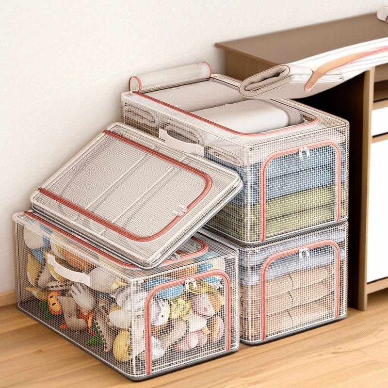 Nueva caja de almacenamiento de ropa de malla de PVC transparente, caja de almacenamiento de ropa pa