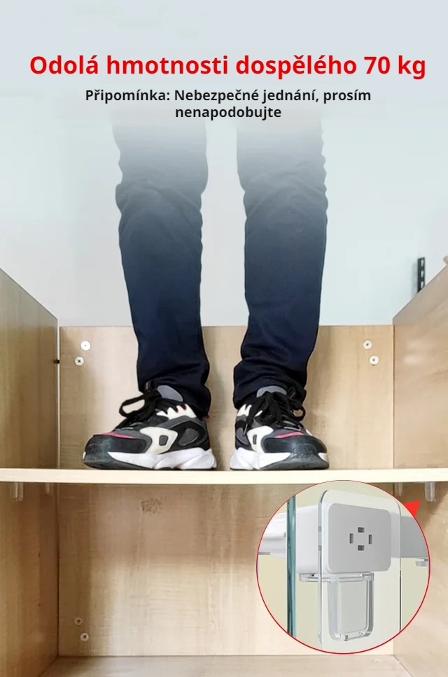 Stabilní podpěra police do skříně