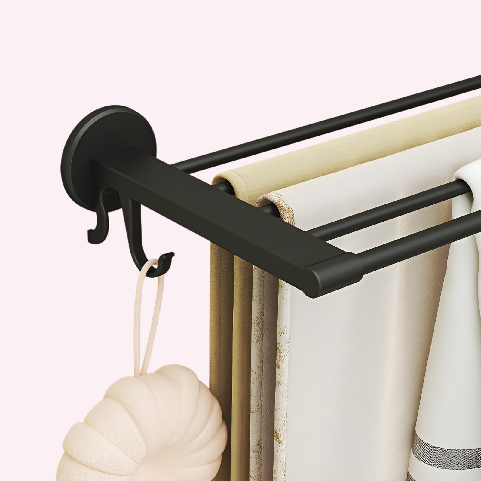 多機能折りたたみタオルラック壁掛けパンチフリーバスルーム収納ラックトイレ乾燥フックタオルロッド