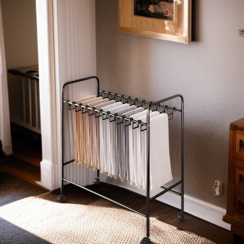 철예 바닥 바지 수납 선반 다기능 이동식 옷장 걸이 바지 스커트 바지 선반 수납 바지 선반