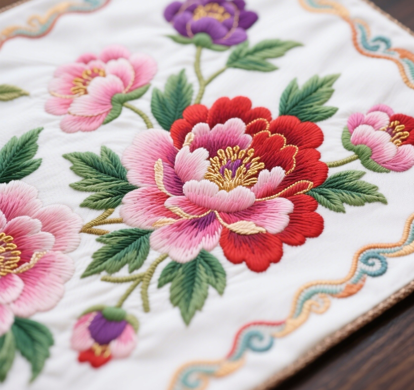 Sachet à thé brodé avec motif floral exquis