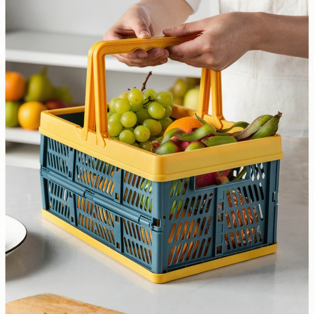 Skládací multifunkční nákupní úložný koš