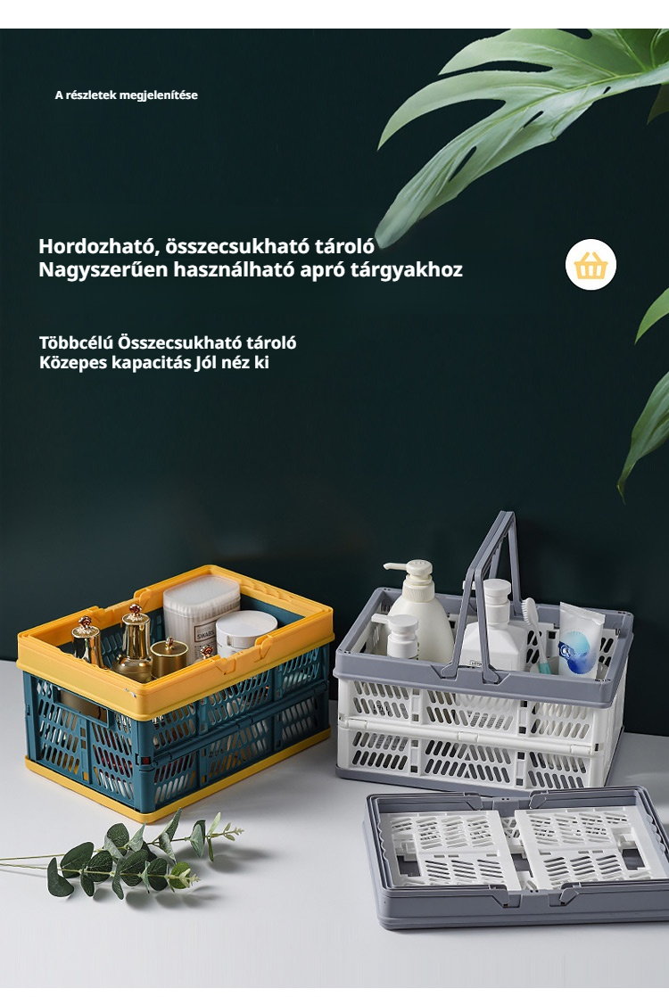 Hordozható összecsukható tároló bevásárlókosár használat közben