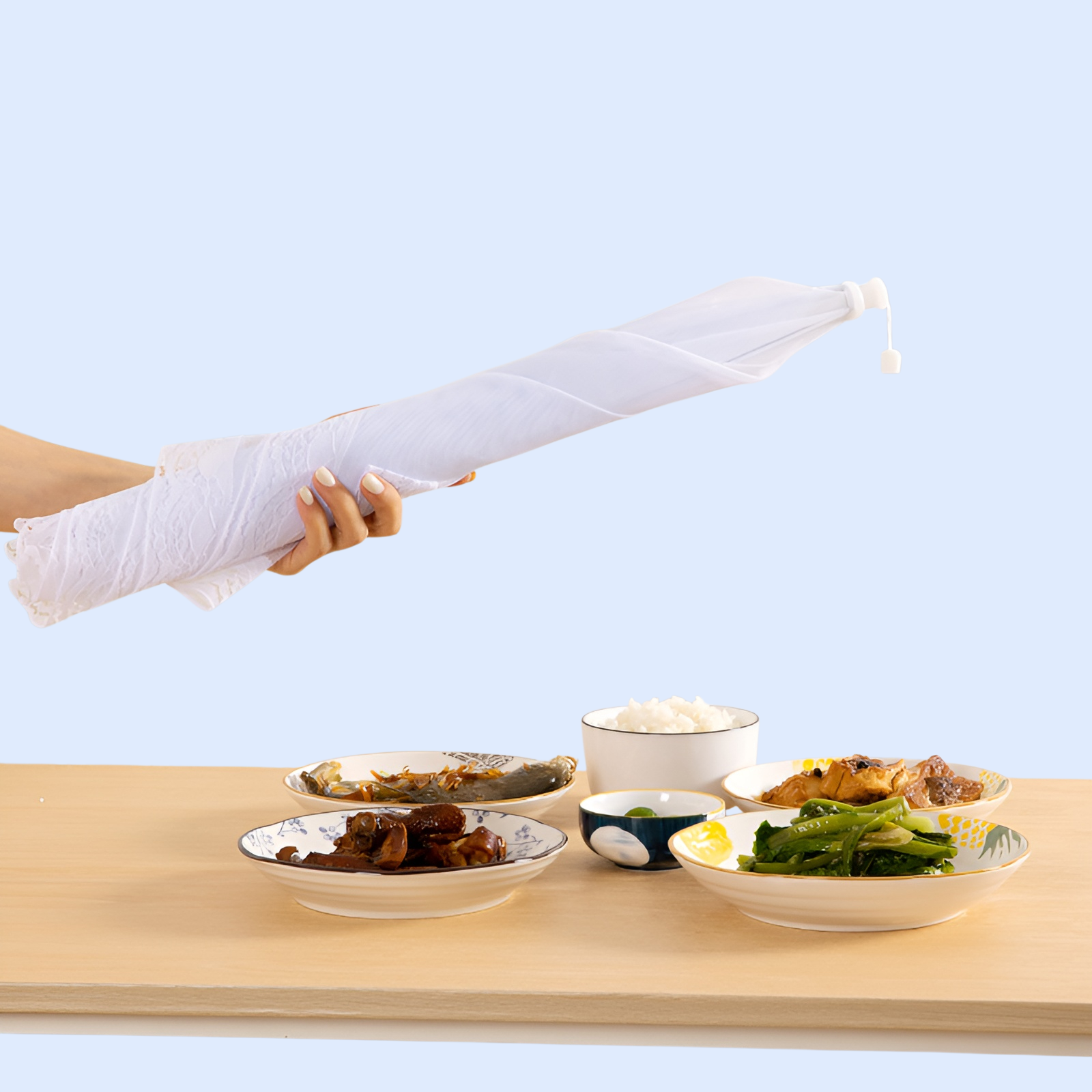 ผ้าคลุมโต๊ะรับประทานอาหารแบบพับได้ กันฝุ่นและแมลง สไตล์ใหม่