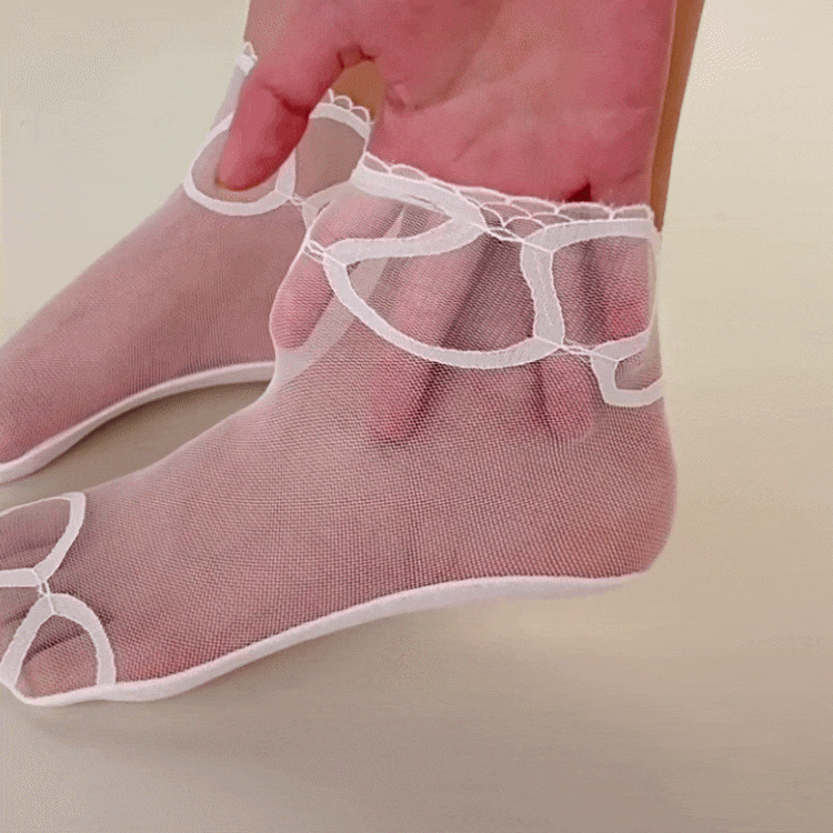 ถุงเท้าเรือผู้หญิง ผ้าลูกไม้ แบบบาง