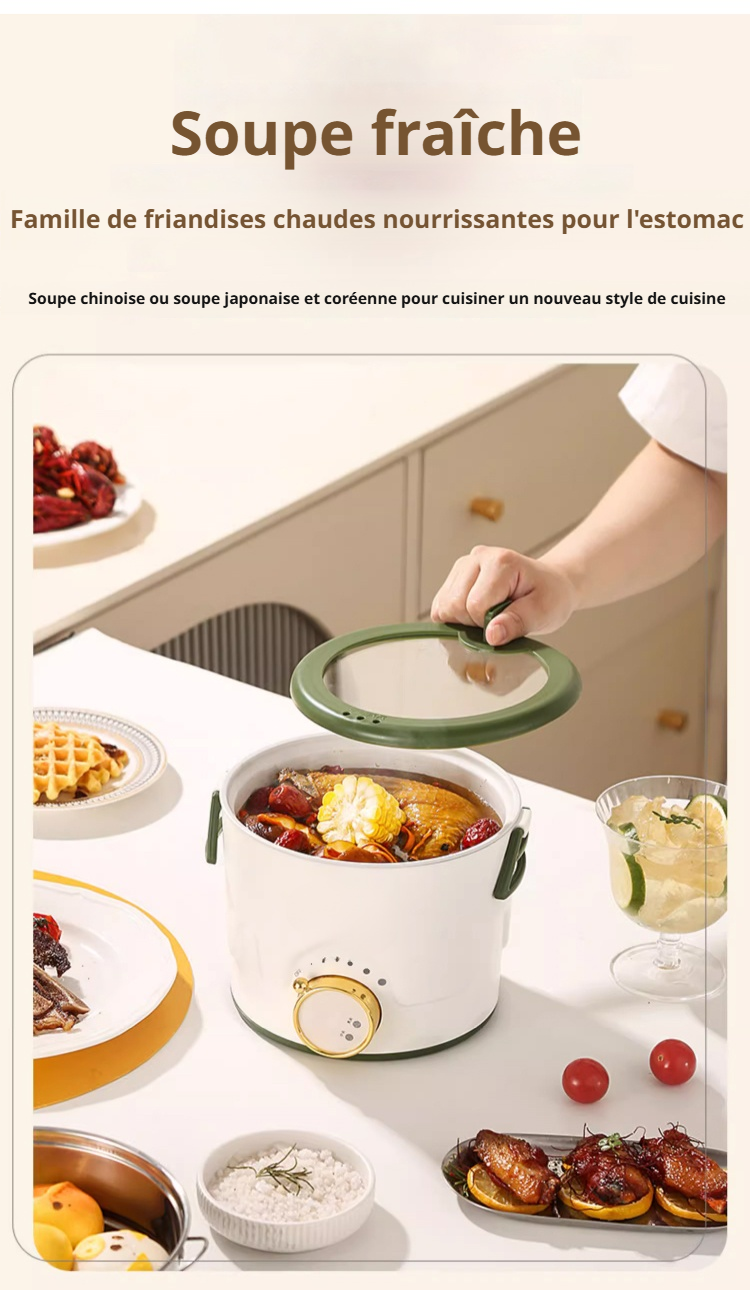 Vue latérale de la mini cuisinière multifonction en fonctionnement