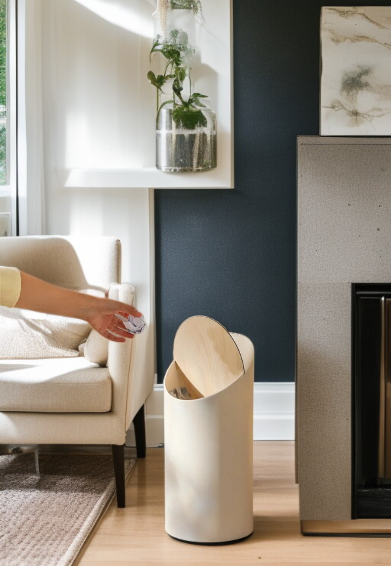 洗面所に置けるコンパクトなゴミ箱のイメージ写真