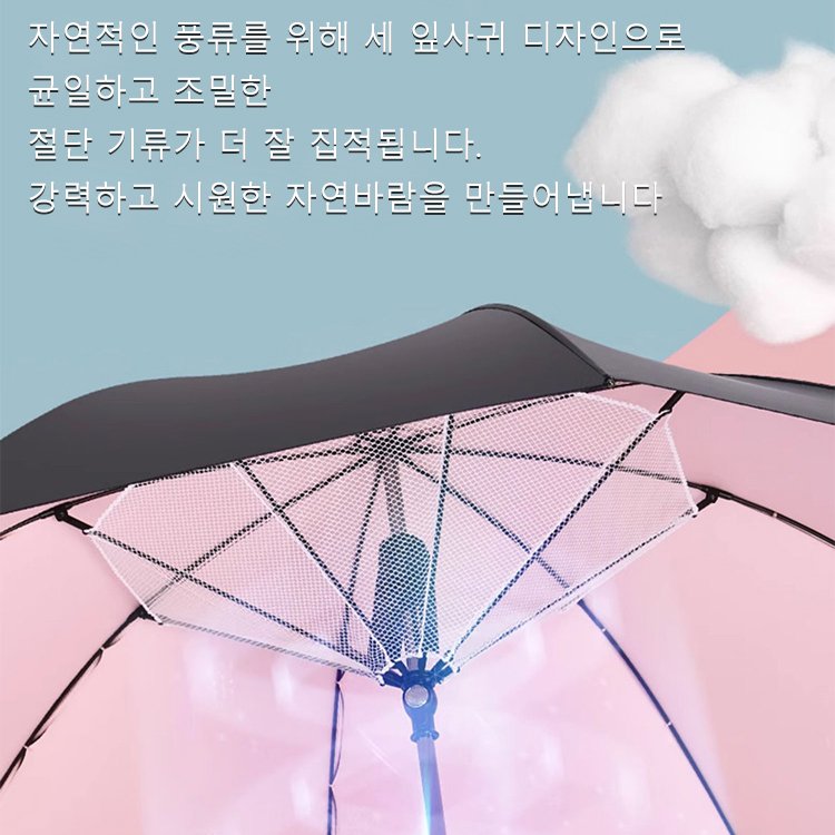 선풍기 달린 냉각 및 자외선 차단 기능이 있는 우산