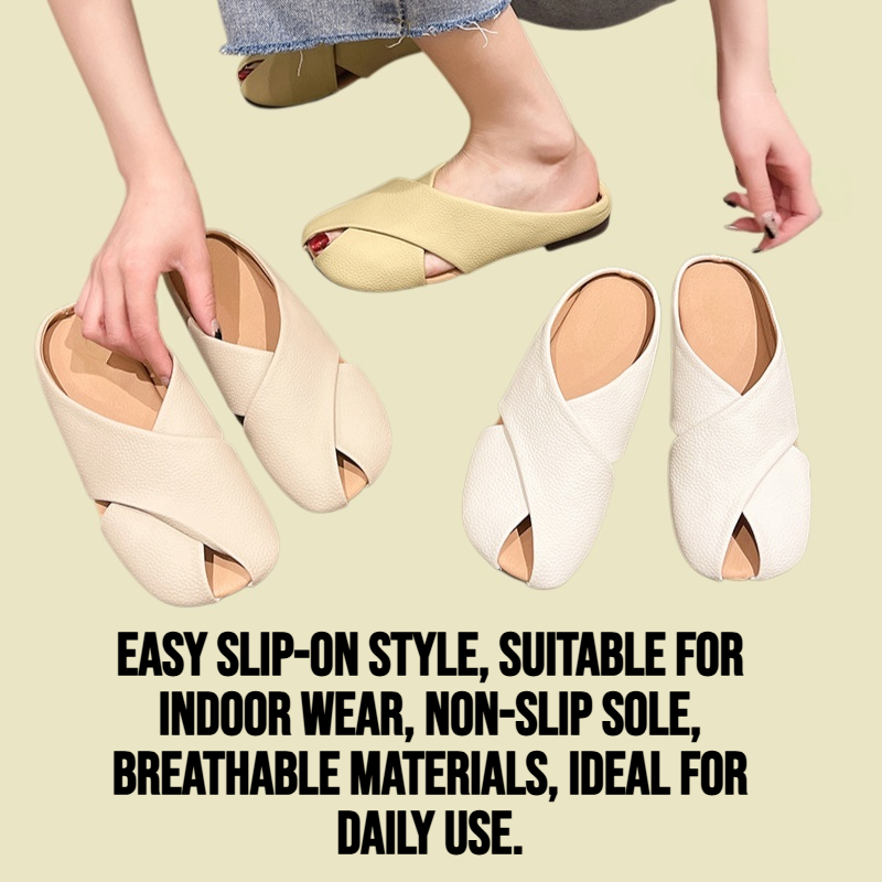 Ladies' soft soled half slippers with toe caps