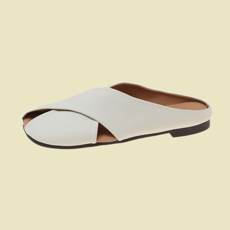 Ladies' soft soled half slippers with toe caps