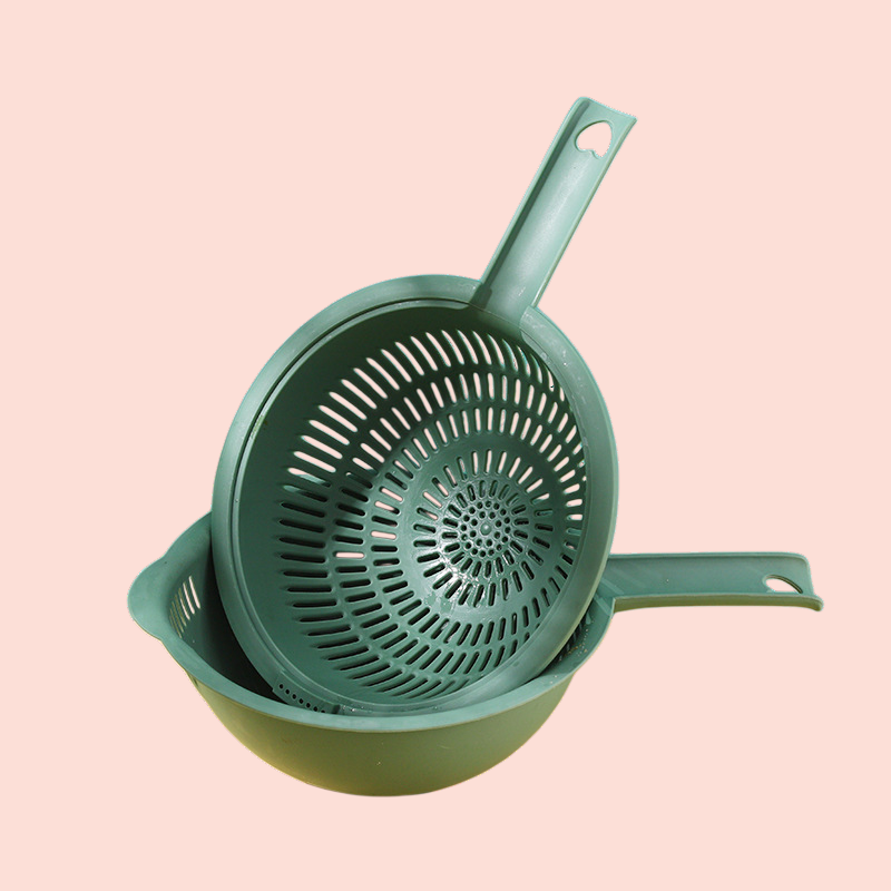 家庭用二層排水バスケット取り外し可能な対照的なプラスチックハンドル野菜洗浄バスケットキッチンリビングルーム果物と野菜の収納バスケット