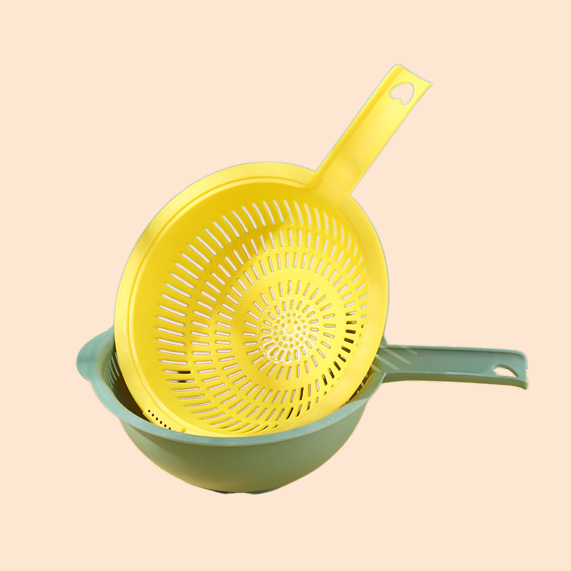 家庭用二層排水バスケット取り外し可能な対照的なプラスチックハンドル野菜洗浄バスケットキッチンリビングルーム果物と野菜の収納バスケット