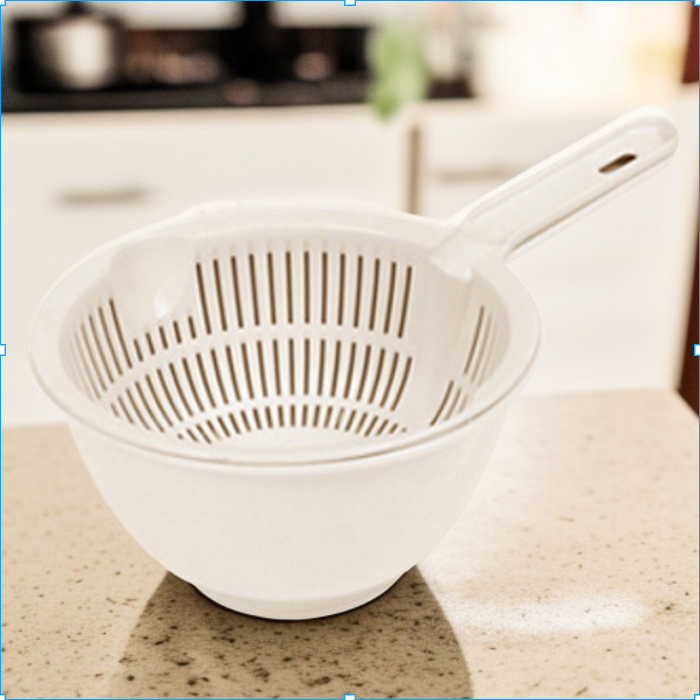 家庭用二層排水バスケット取り外し可能な対照的なプラスチックハンドル野菜洗浄バスケットキッチンリビングルーム果物と野菜の収納バスケット