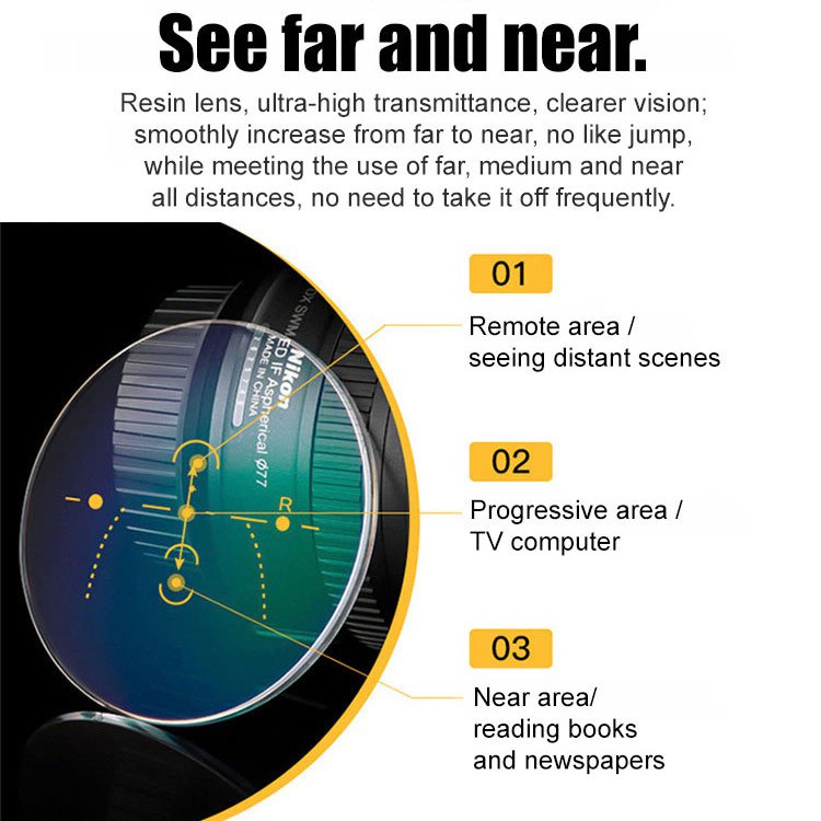 Far and near anti-blue light presbyopia glasses