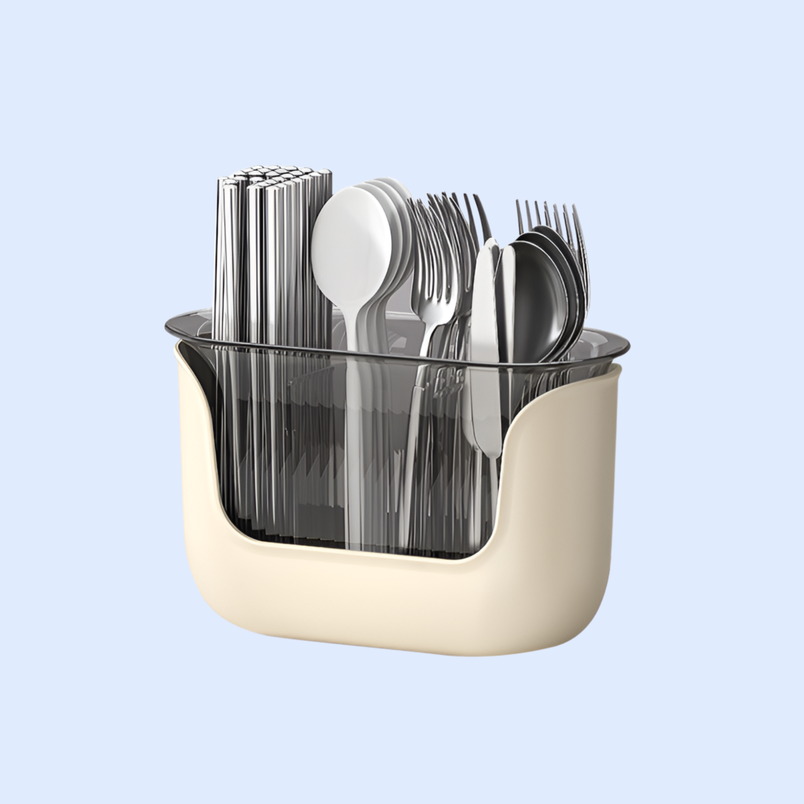 箸筒収納ボックス キッチンカウンター スプーン 食器 水切りラック 仕切り付き 箸置き 食器収納