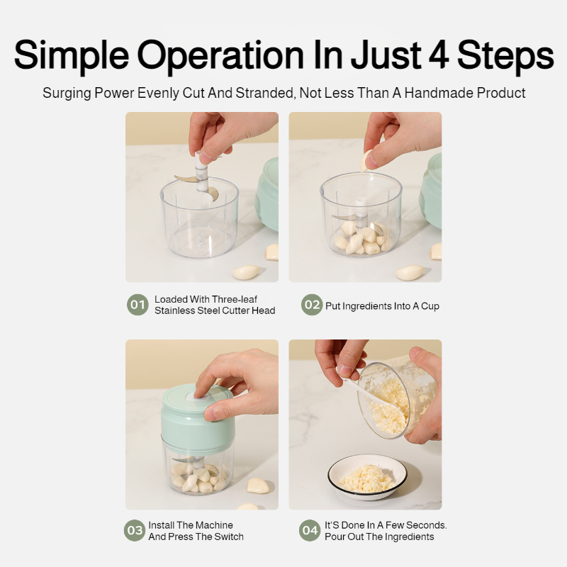 Small Electric Garlic Pounder Cooker Kitchen Coarse Fine Mini Time Effort Saving