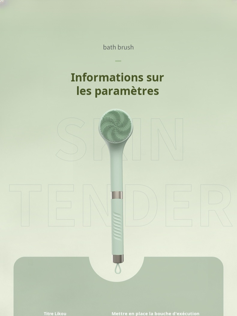 Brosse de bain électrique, brosse de bain multifonctionnelle en silicone à long manche, brosse de ba