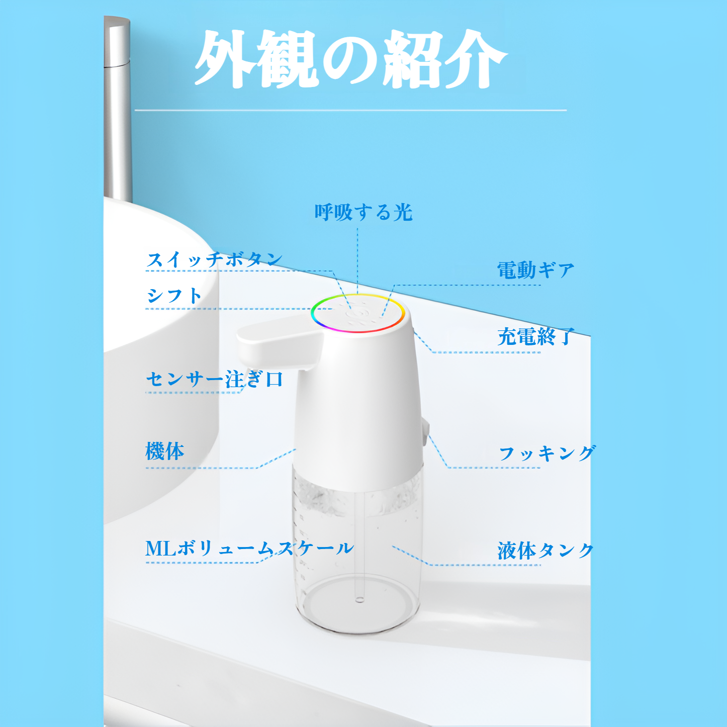 キッチンに設置されたオートソープディスペンサー