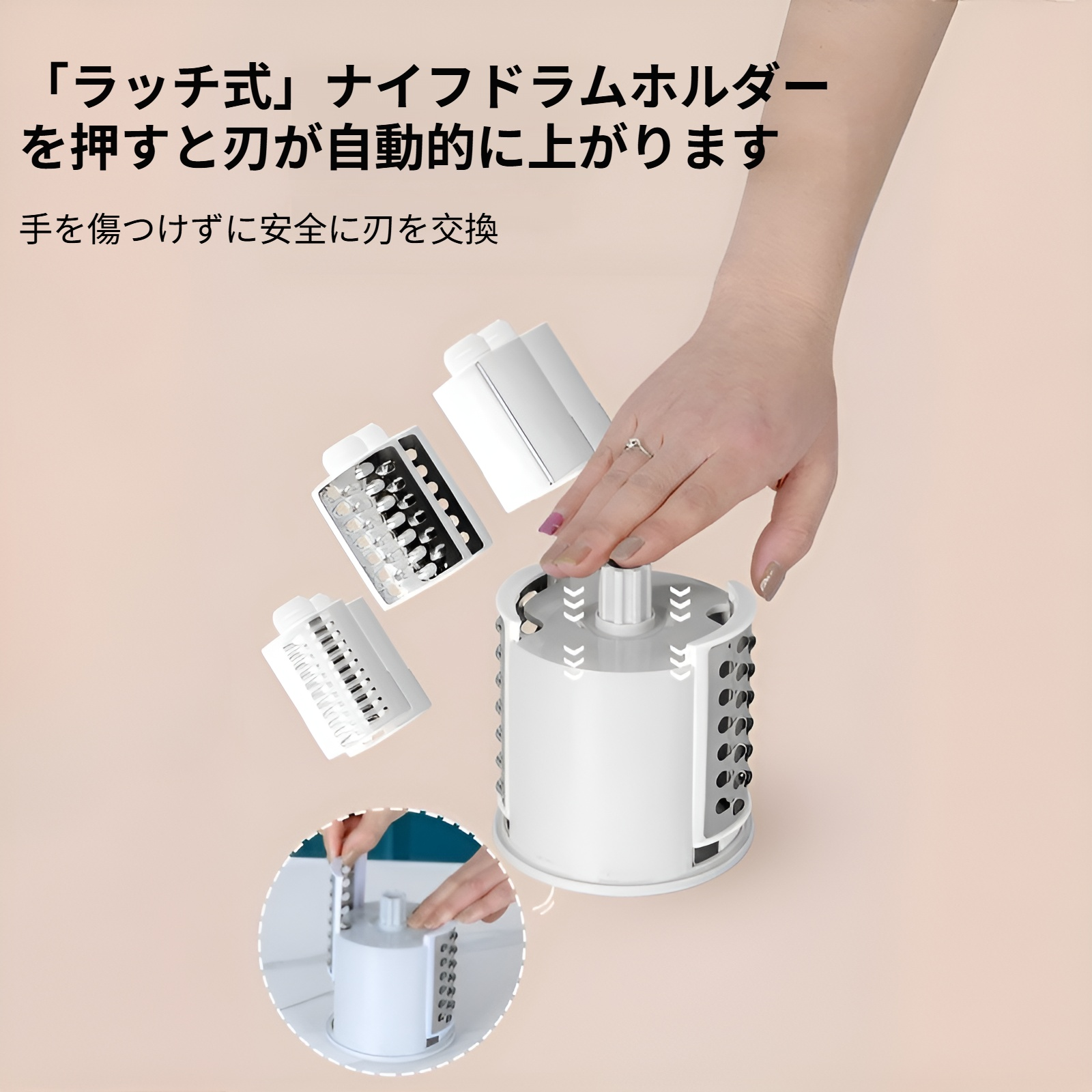 ドラムスライサーの取り外し可能なパーツ紹介