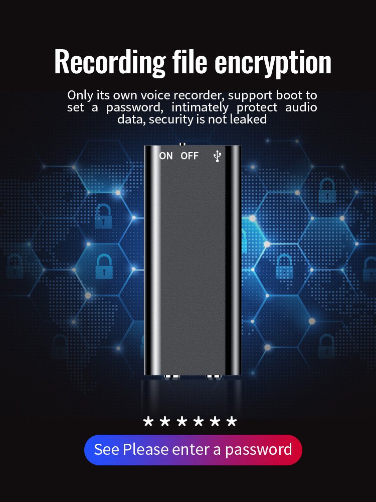 [300 hours of battery life] One-button hidden voice recorder