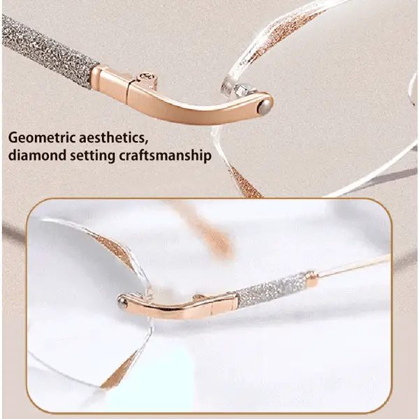 Diamond-cut frameless blue light blocking reading glasses